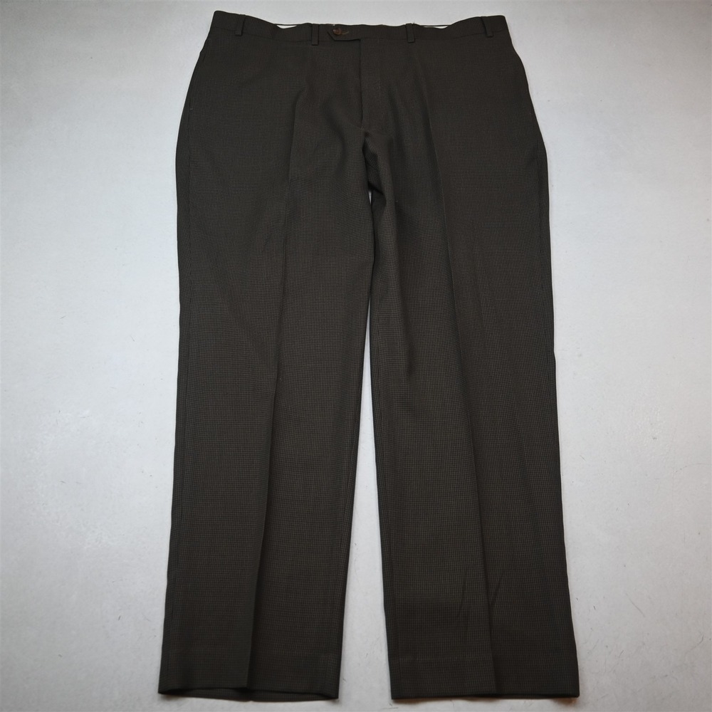 Ralph Lauren 42x32 Brown Houndstooth Washable Straight Dress Mens Pants